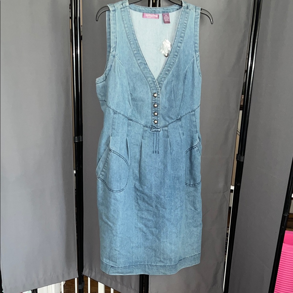 Chic Denim Midi Dress with Button Detail